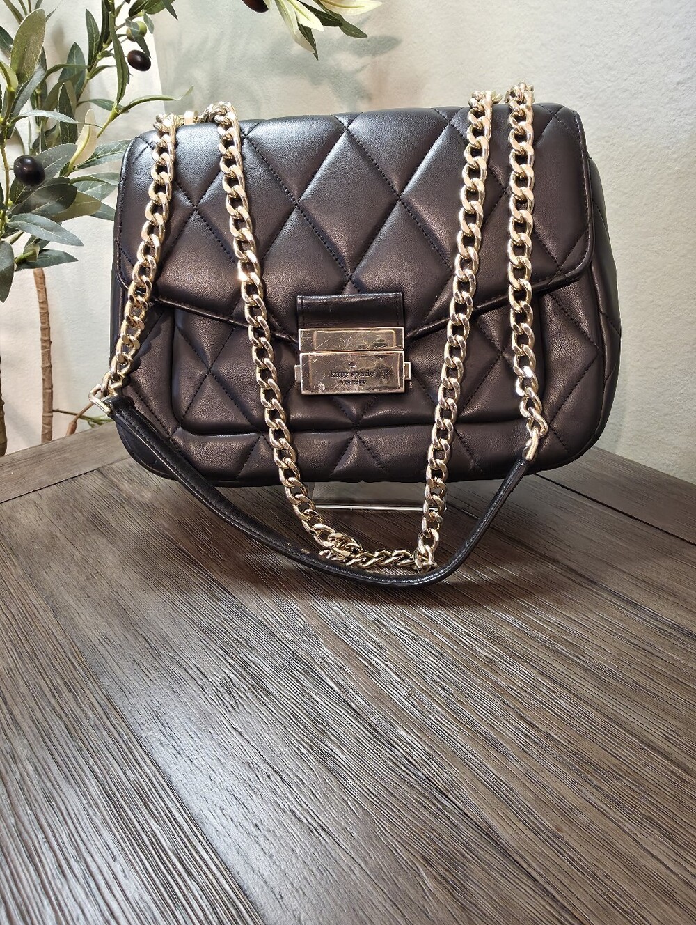 Kate Spade Classic Quilted Chain Shoulder Bag - Black
